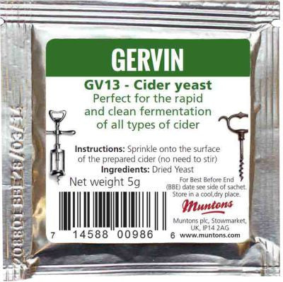 Gervin Wine Yeast GV13 - Cider Dark Green  Label